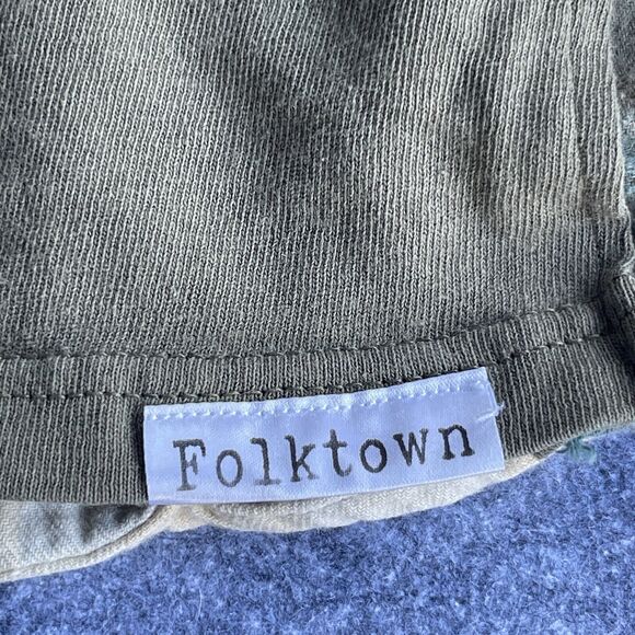 Folktown Shirt Mens Large Button Up Flannel Tie Dye Plaid Marine Bulldog Grunge - Picture 7 of 12